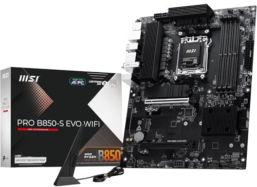 MSI PRO B850-S EVO WiFi Mainboard, ATX - Unterstützt AMD Ryzen 9000/8000 / 7000 Prozessoren, AM5 - DDR5 Memory Boost (bis zu 8200+ MT/s OC), PCIe 5.0 x16 & 4.0 x4, M.2 Gen5, Wi-Fi 7, 5G LAN