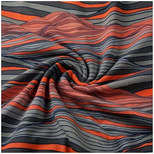 Swafing Jersey Kombistoff In the Dunes by Thorsten Berger – Baumwolljersey 200g/m² – Salty Soul 1/2 Meterware – Grafik-Jersey Blau-Grau Terrakotta