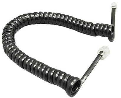 Generico Cavo telefonico a Quattro Nuclei Cavo telefonico a Spirale modulare da 6 Piedi 1,85 m/pz Nero/Rosso Bianco Riccio(Black)