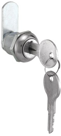 Prime-Line U 9941KA Diecast Keyed Alike Drawer and Cabinet Lock, 3 Cams, Trim Collar, 2 Washers, 2 Keys and Fasteners, 5/8” Length for 5/16” Max Panel Thickness, Stainless Steel (Set of 1)
