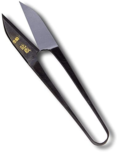 KAKURI Cisaille à fil japonaise de 12,7 cm [droite], fabriquée au Japon, ciseaux à fil entièrement métalliques pour couture et broderie, outil de coupe à ressort à ouverture automatique, noir