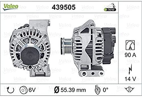 VALEO 439505 Alternatore Amperaggio: 90 Amp Alette: 6 alette Diametro puleggia: 55 mm Voltaggio: 14 V Direzione di rotazione: CLOCKWISE