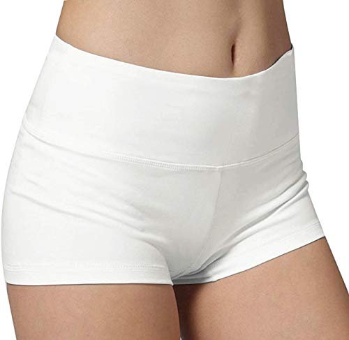 iloveSIA® Short Femme en Coton - Shorty Sportif Élastique Confortable pour Danse, Yoga, Fitness - sous-Robe ou Tenue Décontractée Size Blanc M