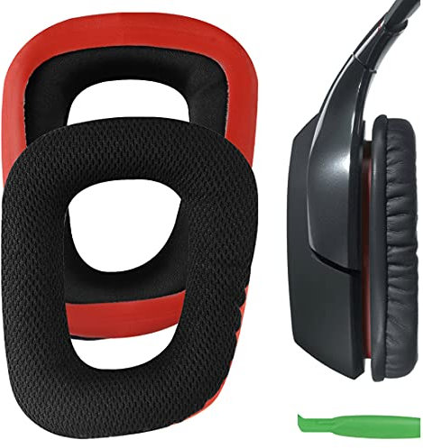 Geekria Earpad Replacement for Logitech G35, G430, G930, F450 / Headphone Ear Pad/Ear Cushion/Ear Cups/Ear Cover/Earpads Repair Parts (Red & Black)