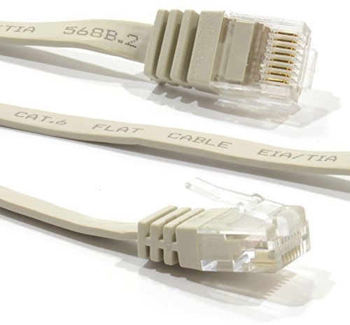 kenable FLAT CAT6 Ethernet LAN Patch Cable Low Profile GIGABIT RJ45 6m Beige