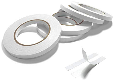 Doppelseitiges Klebeband, stark klebend, 5, 10 und 12 mm, 5 Rollen