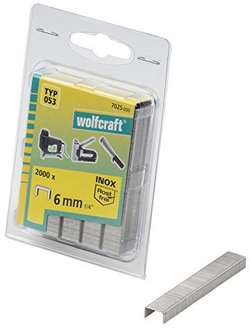 Wolfcraft 7025000 Breitrückenklammern INOX Typ 053, Silber, 6 mm, 2000 Stück