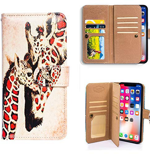 Bcov Bfun Packing iPhone X Case, Giraffe Mother Baby Multifunction Wallet Leather Cover Case For iPhone X