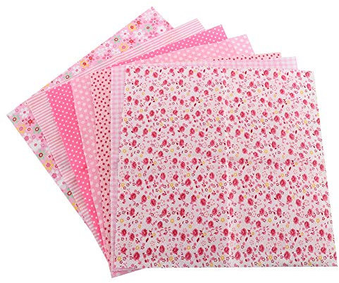 Wifehelper 3 Arten 7 Stück 50 x 50 cm Baumwolle Stoff DIY Verschiedene Quadrate Bettwäsche-Set, Viertel Bundle Patchwork Nähen Quilting Craft Rose
