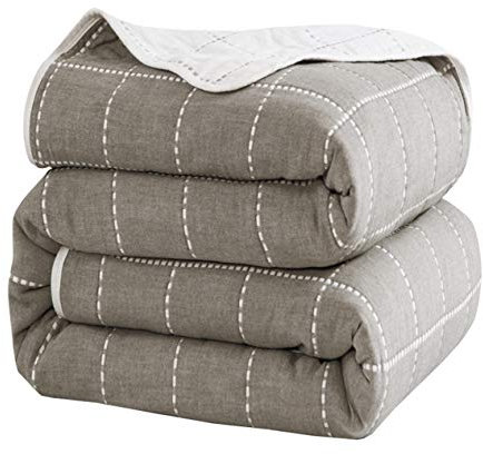 Hayisugal Kuscheldecke zweiseitig Tagesdecke Bettüberwurf 100% Baumwolle Kinder Überwurf Decke Baumwolldecke Bunte Decke Kinder Bettdecke Decken Winter Decke Sofa Decke, Grau, 150 x 200cm