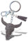 Aqua79 Longhorn-Schlüsselanhänger – Grauer funkelnder Strass-Anhänger mit Quaste, modischer, stilvoller Polyester-PU-Schlüsselanhänger mit Schließe, GRAU, Medium