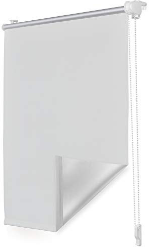 ROOMY Thermo-Rollo Klemmfix ohne Bohren Verdunkelungsrollo mit Montageschiene Hitzeschutzrollo Sichtschutz Weiß, 85 cm x 150 cm (B x L)