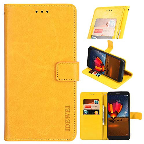 BELLA BEAR Cover per Wiko View 4/ View 4 Lite Flip Case in Pelle PU Premium Custodia Caso Custodie Cellulari per Wiko View 4/ View 4 Lite(Giallo)