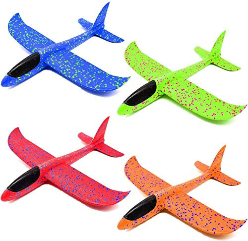 Erlliyeu 4 Stück Segelflugzeug,35cm Flugzeug Spielzeug Kinder Schaum Segelflugzeug, Manuelles Wurfspiel, Spaß, Herausforderung, Modell Schaum Flugzeug, Geburtstagsgeschenk, Jungengeschenk