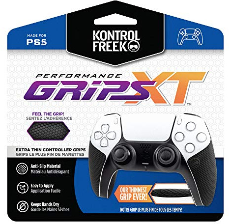 KontrolFreek Performance Grips XT for Playstation 5 Controller | Extra-Thin Grips | Black (Extra-Thin)