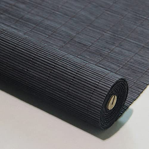 Geovne Schwarz Retro Bambusrollo,Bambus Raffrollo mit Zubehör,UV-Schutz Rollo Bambus,Seitenzug-Rollo,Balkone/Teestuben/Studien Sichtschutz,Natürlich/Atmungsaktiv/Gratfrei (90x100cm/36x39in)