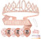 Popuppe 40.Geburtstag Schärpe und Geburtstagskrone,Rose Gold Schärpe Tiara Krone, Cupcake Topper Konfetti Luftballons Zum 40.Geburtstag Geschenke Frauen Deko (Rose Gold)