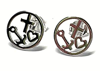 Glaube Liebe Hoffnung Ohrstecker 925 Silber poliert rund kreis einfarbig