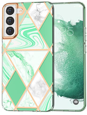 MATEPROX Marmor Handyhülle kompatibel mit Samsung Galaxy S22 Plus/S22+ Hülle Starre Stoßfeste Glitzer Romantisches Elegantes Schutzhülle für Galaxy S22 Plus/S22+ 2022-Marmor grün