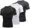 AMZSPORT Herren Kompressionsshirt Kurzarm Funktionsshirts Cool Dry Training Running Top, Schwarzweißgrau-L