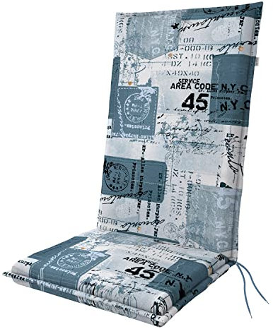 Doppler / Hochlehner Living/Gartenstuhlauflage/Hochlehner/Blau Weiß/ca. 119 x 48 x 6 cm