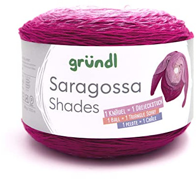 Bobbel Farbverlaufsgarn 1000m Gründl Saragossa Shades 1 Knäuel = 1 Dreieckstuch mit Anleitung (deutsch) in der Bandarole (12) Fuchsia-Ombré