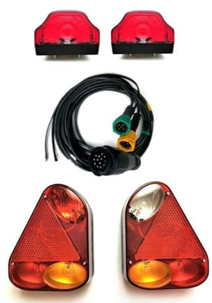 MelTruck® 2x Anhängerbeleuchtung Bajonett 2x Kennzeichenleuchte 13 pol Kabelbaum 5m