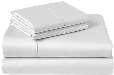 Wohnmobil-Bettlaken-Set für Wohnmobile, Camper, Kingsize-Bett, 400 Fadenzahl, 4-teiliges Bettlaken-Set – 38.1 cm tiefe Tasche – einfache Passform – RV-King-Size-Bett 182.9x203.2 cm, weiß