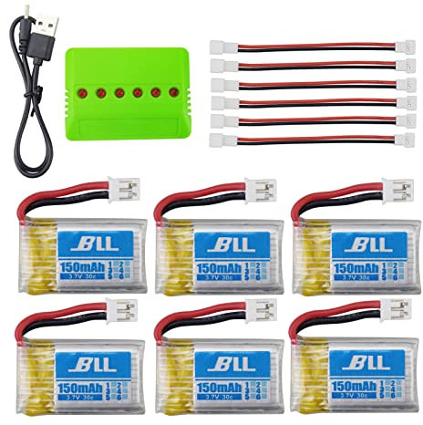 6PCS 3.7V 150mAh Lithium Battery with 4 in 1 Charger for H36 E010 GoolRC T36 NINHUI NH010 F36 H36 HS210 SANROCK GD65A ATOYX AT-66 Quadcopter RC Drone Battery