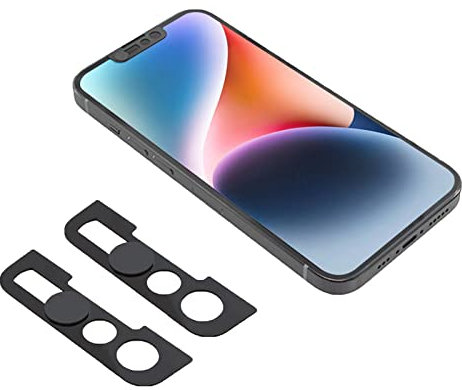 Webcam-Abdeckung, Frontkamera-Abdeckung, kompatibel mit iPhone 14, iPhone 13, iPhone 13 Mini, iPhone 13 Pro, schützt Privatsphäre und Sicherheit, beeinträchtigt nicht die Gesichts-ID 2er-Pack Schwarz