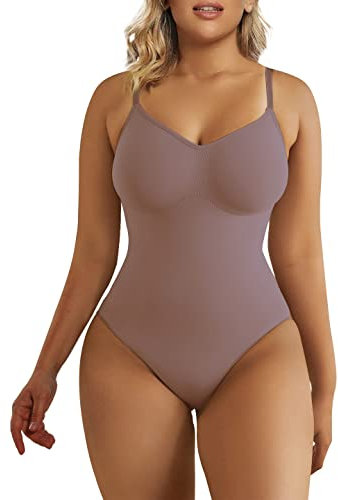 SHAPERX Donna Bodysuit Body Contenitivo Modellante Intimo Snellente Shaper Seamless Shaping Figura Formante Corpetto Shapewear, UK-SZ5215-Umber-4XL