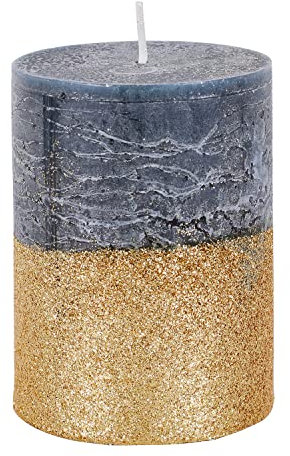 Stumpenkerzen - Premium Qualität/Glitzernde Stumpen Kerze Brenndauer: 45 Stunden, Ø 75 mm x 100 mm, Farbe Grün/Pajoma