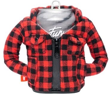 Puffin - The Lumberjack Flanell – Isolierter 340 ml Dosenkühler I Bierflaschen- und Limonadendosen-Isolator, hält Getränke und Getränke kalt – Puffin Red
