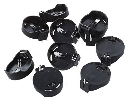 shanpu 10pcs Black Round Button Battery Holder Case for CR2032 2016 2025