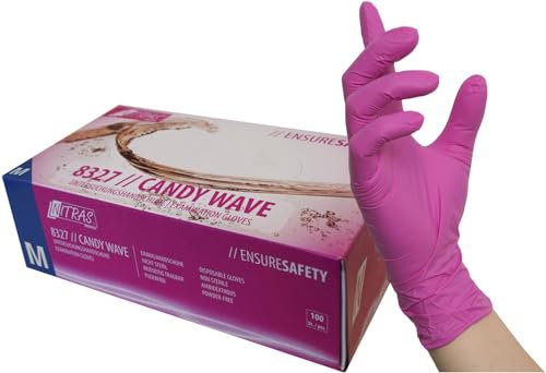 Nitras Gants jetables en nitrile taille M, rose (100 pièces)