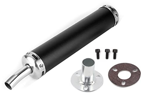 Endtopf Auspuff, 20mm Kaliber Edelstahl Reduzieren Effektiv Geräusche Auspufftopf Auspuff Schalldämpfer mit Zubehör für 2-Takt-Motorrad (Schwarz)