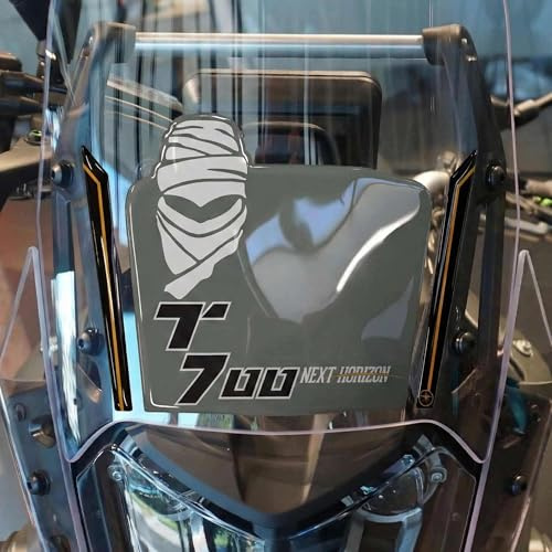 LABELBIKE 3D Aufkleber Motorrad Windschutzscheibenverkleidung kompatibel mit Yamaha | Tenere 700 2023, Windschutzscheibenschutz und Frontzierleiste aus Kunstharz, Grau