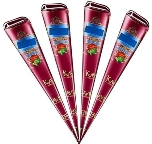 4 x Mehndi Cones Dark Brown Mehndi All Natural Body Art Organic Temporary Tattoo