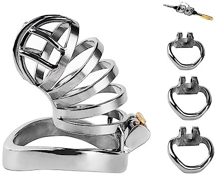 SeLgurFos Chastity Cage mit Schloss und Schlüssel Metal Keuschheitskäfig Herren Keuschheitsgürtel Cock Cage SM Bondage Sex Spielzeug für Männer (Full Sets)