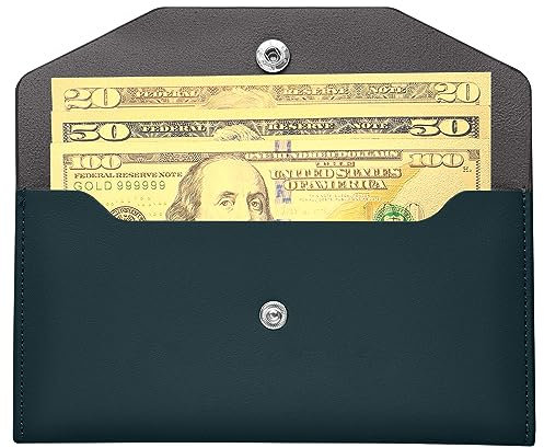 Molain Geldbörse mit Geldumschlag, Geldbeutel aus PU Leder wiederverwendbar Budgetumschlag Geldbeutel Umschlagsystem Bargeldteiler für Geldbörsen, 7,2 x 3,6 Zoll (Blau)