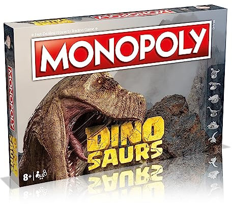 Monopoly Dinosaurier-Brettspiel, Advance to T Rex, Velociraptor oder Triceratops und tauschen Sie Ihren Weg zum Erfolg, ein tolles Geschenk für Spieler ab 8 Jahren