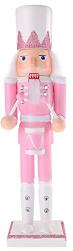 PASOLABE Nussknacker-Figuren 30,5 cm Weihnachten Nussknacker Ornamente Urlaub Dekorationen für Festival Party (rosa Schlagzeuger)