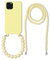 FIFTHAVE Mobile Phone Chain Mobile Phone Case iPhone 15 with Pearls Bracelet Necklace Case with Strap, Chain Pearl TPU Protective Case for iPhone 15 6.1 Inch Silicone Case Cord Lanyard Bumper, Yellow