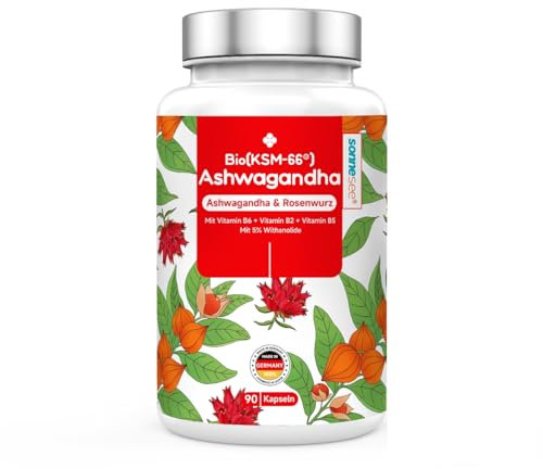 Cortisol Balance Ashwagandha Rosenwurz 5 fach pro Tag 600mg Komplex hochdosiert Kapseln Vegen in Deutschland produziert