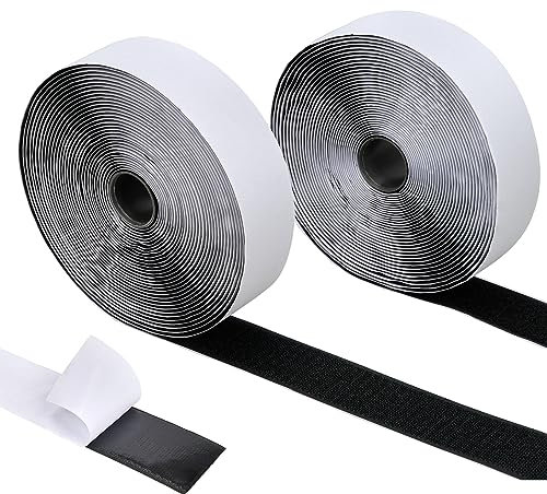 Klettband Selbstklebend Extra Stark, 10 Yards x 38mm, Doppelseitig Klettband mit Klettverschluss Selbstklebendes, Breitem Selbstklebendes Klettband, Schwarz