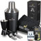 BARMINGO Shaker Cocktail Kit | 5 Pièces, Volume de 500 ml, Noir - Argent | Shaker Cocktail Inox avec Accessoires de Bar | Set Barman Cocktail Shaker | Kit Cocktail Professionnel