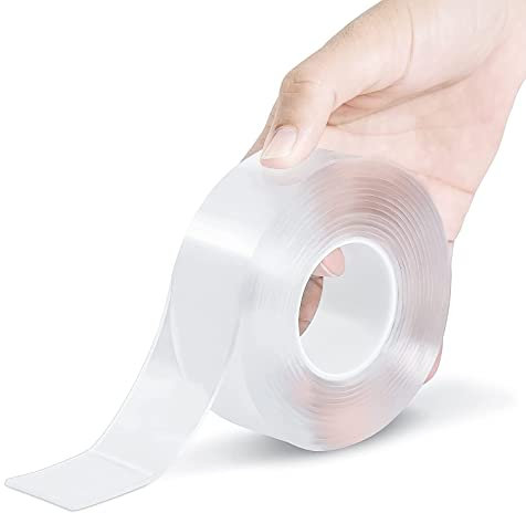 OZNEWLIFE Cinta adhesiva de doble cara extra fuerte transparente, adhesivo extraíble lavable, antideslizante, nanorcinta reutilizable no deja rastros para alfombras, fotos de pared sin taladrar, 3 m