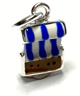Anhänger 925 Silber Strandkorb blau/weiß Kettenanhänger maritim mini