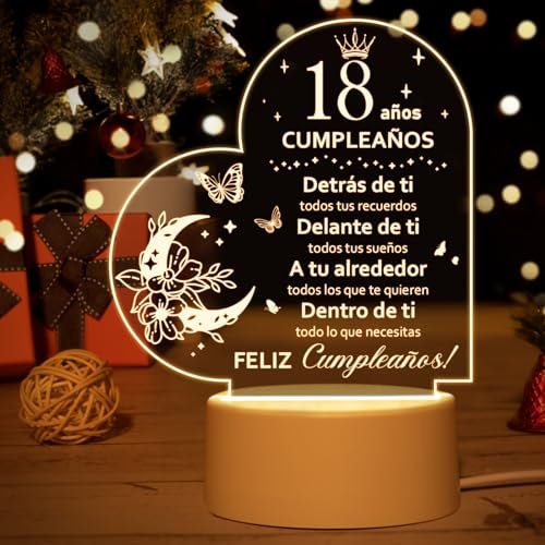 Vetbuosa 18 Años Regalo Chica, Regalos para Chicas de 18 Años, Lámpara de noche, Regalos Originales, 18 Cumpleaños Chica/Chico