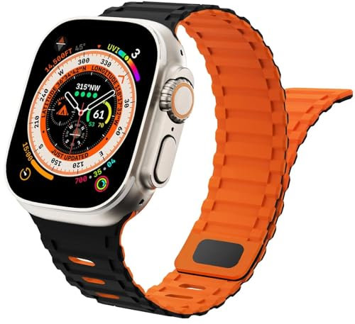Magnetic Strap for Apple Watch Ultra/2 Strap 49mm 45mm 46mm 44mm 42mm iWatch Straps 41mm 40mm 38mm Men Women,Sport Silicone Link Armband Bracelet for Apple Watch Series 10/9/8/7/6/5/4/3/SE/2nd